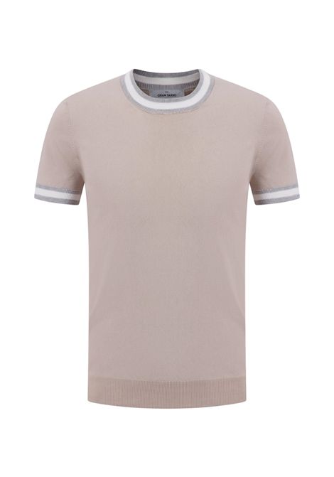 T-shirt Gran sasso uomo 5713520671 Beige cotone girocollo maniche a contratso vestibilità comoda e regolare Gran sasso | T-shirt | 5713520671010